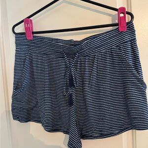 Navy and White Striped Pajama Shorts